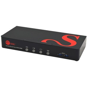 SIIG Full HD Quad-View 1080p HDMI KVM Switch MultiView Processor - Allows you to control 4 Port HDMI computers using one keyboard and mouse - HDMI 1080p/ 4 USB-A Hub 5Gbps/ 2 USB HID/ Microphone input/ Stereo audio output/ DIP switch/ Switch button/ 