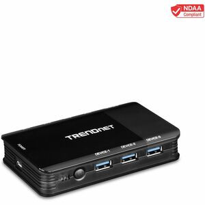 TRENDnet 4 Computer 4-Port USB 3.1 Sharing Switch, TK-U404, 4 x USB 3.1 for Computers, 4 x USB 3.1 for Devices, Flash Drive Sharing, Scanners, Printers, Mouse, Keyboard, Windows & Mac Compatible - New - External - 4 USB Port(s) - 4 USB 3.1 Port(s) - 