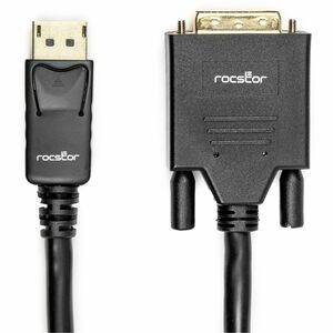 Rocstor Active DisplayPort to DVI Adapter - 6 ft DisplayPort/DVI-D Video Cable for Video Device, Workstation, Projector, HDTV, TV, Monitor, Docking Station, Graphics Card, Desktop Computer, Notebook - First End: 1 x 20-pin DisplayPort 1.2 Digital Aud