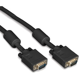 Black Box VGA Video Cable Ferrite Core - Male/Male, Black, 25-ft. (7.6-m) - 25 ft VGA Video Cable for Video Device, Monitor, PC - First End: 1 x 15-pin HD-15 - Male - Second End: 1 x 15-pin HD-15 - Male - Shielding - Plenum, CL2, CMP, CSA FT4 - 28 AW