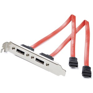 StarTech.com 2 Port SATA to eSATA Slot Plate Bracket - Serial ATA internal to external panel - 7 pin Serial ATA - 7 pin external Serial ATA - Turn two standard SATA motherboard connections into two external eSATA ports. - sata to esata plate - sata t