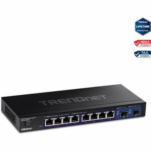 TRENDnet 10-Port Multi-Gig Web Smart Switch, 8 x 2.5GBASE-T Ports, 2 x 10G SFP+ Slots, Metal Housing, Managed Network Ethernet Switch, Lifetime Protection, Black, TEG-3102WS - 10 Ports - Manageable - 2.5 Gigabit Ethernet, 10 Gigabit Ethernet - 2.5GBa