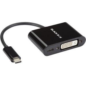 Black Box USB-C to DVI Adapter with 60W Power Delivery, 4K60, HDR - 1 x USB Type C - Male - 1 x DVI (Dual-Link) Digital Video - Female, 1 x Powered USB Type C - Female - 1920 x 1200 Supported