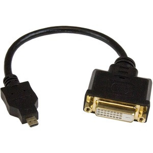 StarTech.com Micro HDMI to DVI Adapter, Micro HDMI to DVI Converter, Micro HDMI Type-D Device to DVI-D Monitor/Display, 8in (20cm) Cable - Micro HDMI to DVI-D (24-pin) converter M/F; Full HD 1920x1200p 60Hz/1080p video/Single link - Micro HDMI to DVI