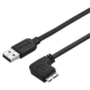 StarTech.com 1m 3 ft Slim Micro USB 3.0 (5Gbps) Cable - M/M - USB 3.0 A to Right-Angle Micro USB - USB 3.2 Gen 1 - Position your USB 3.0 Micro devices with less clutter and according to your configuration needs, with a thin, more flexible cable - 3 f