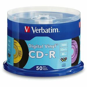 Verbatim CD-R 80min 52X with Digital Vinyl Surface - 50pk Spindle - 700MB - 50 Pack