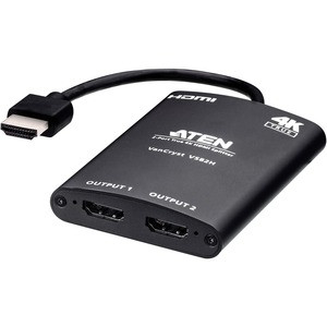 VanCryst VS82H 2-Port True 4K HDMI Splitter - 4096 x 2160 - 11.81" Maximum Operating Distance - 1 x HDMI In - 2 x HDMI Out - USB - Black