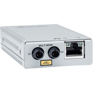 Allied Telesis MMC2000/ST Transceiver/Media Converter - 1 x Network (RJ-45) - 1 x ST Ports - Multi-mode - Gigabit Ethernet - 10/100/1000Base-T, 1000Base-SX - 1640.42 ft - AC Adapter - Wall Mountable, Rack-mountable - TAA Compliant