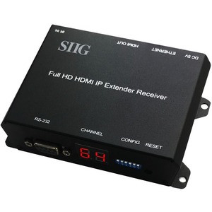 Full HD HDMI Extender over IP with PoE/RS-232 & IR - Decoder (RX) - Extends HDMI signals over Cat5e/6 cabling up to 330ft (100m) - Works with encoder of CE-H26411-S1 as a scalable matrix devices over the dedicated IP network and allows up to 256 unit