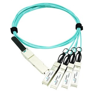 Axiom 100GBASE-AOC QSFP28 to 4 SFP28 Active Optical Cable, 1m - 3.28 ft Fiber Optic Network Cable for Network Device, Switch, Router - First End: 1 x QSFP28 Network - Second End: 4 x SFP28 Network - 100 Gbit/s - Blue