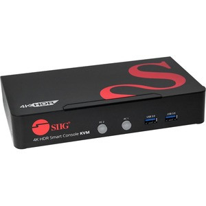 SIIG 2-Port HDMI 4K60Hz HDR Smart Console KVM Switch with USB 3.0 Multi-Media - HDMI 18Gbps Single Monitor - USB 3.0 Hub / 2x USB HID / Audio / Hotkey Switching - 2 Port HDMI KVM Switch - USB-A 5Gbps - Hotkey/Push Button - Ultra HD 4K 60Hz HDR10 HDMI
