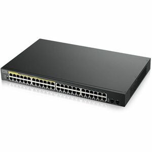 ZYXEL 48-port GbE Smart Managed PoE Switch with GbE Uplink - 48 Ports - Manageable - Gigabit Ethernet - 10/100/1000Base-T, 100/1000Base-X - 2 Layer Supported - Modular - 2 SFP Slots - 220.50 W Power Consumption - 170 W PoE Budget - Twisted Pair, Opti