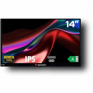 Verbatim PM-14 14" Class Full HD LCD Monitor - 16:9 - Black - 14" Viewable - In-plane Switching (IPS) Technology - 1920 x 1080 - 16.7 Million Colors - 300 Nit - 6 ms - HDMI