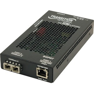 Transition Networks SGPAT1013-105 Transceiver/Media Converter - Network (RJ-45) - 1x PoE+ (RJ-45) Ports - 1 x SC Ports - Multi-mode - Gigabit Ethernet - 1000Base-SX/LX, 10/100/1000Base-T, 1000Base-X - AC Adapter - Wall Mountable, Rail-mountable, Stan