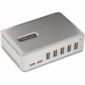 StarTech.com 7-Port USB-C Hub, 5x USB-A + 2x USB-C, Self-Powered w/ 65W Power Supply, USB 3.1 10Gbps Desktop/Laptop USB Hub w/ Charging - 7-Port USB 3.2 Gen 2 (10Gbps) Type-C expansion hub for laptop/desktops (5x USB-A/2x USB-C) - Self-powered with 6