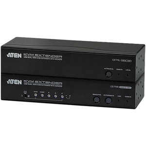 ATEN USB Dual View KVM Extender with Deskew-TAA Compliant - 1 Computer(s) - 1 Local User(s) - 1 Remote User(s) - 984.25 ft Range - WUXGA - 1920 x 1200 Maximum Video Resolution - 4 x Network (RJ-45) - 4 x USB - 5 x VGA - Proprietary Interface - 5.3 V 