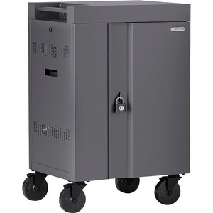 Bretford CUBE Cart Mini - 2 Shelf - Push/Pull Handle - 4 Casters - Steel - 24" Width x 21" Depth x 37.5" Height - Black Pumice - For 20 Devices