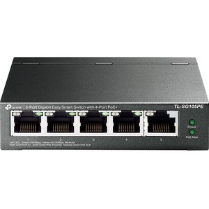 TP-Link TL-SG105PE - 5-Port Gigabit Easy Smart Switch with 4-Port PoE+ - 4 PoE+ Port @65W - Easy Smart - Plug & Play - Shielded Ports - Support QoS, Vlan, IGMP and Link Aggregation