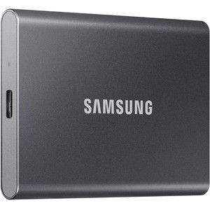 Samsung T7 MU-PC1T0T/AM 1 TB Portable Solid State Drive - External - PCI Express NVMe - Titan Gray - Gaming Console, Smartphone, Tablet, Desktop PC Device Supported - USB 3.2 (Gen 2) Type C - 1050 MB/s Maximum Read Transfer Rate - 256-bit Encryption 