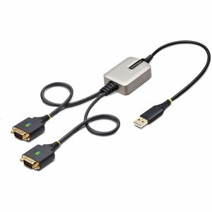 StarTech.com 2ft/60cm 2-Port USB to Serial Adapter Cable, COM Retention, FTDI, DB9 RS232, Changeable DB9 Screws/Nuts, Windows/macOS/Linux - Add two DB9 RS-232 serial ports to a desktop/laptop using a USB-A port; Interchangeable Screws/Nuts; DB9 nuts 