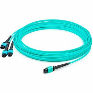 AddOn 3m MPO (Female) to 3xMPO (Female) 24-Strand Aqua OM4 Crossover Fiber Fanout Cable - 100% compatible and guaranteed to work