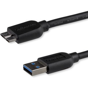StarTech.com 0.5m (20in) Slim SuperSpeed USB 3.0 (5Gbps) A to Micro B Cable - M/M - Flexible cable for convenient positioning of USB 3.0 devices - USB 3.0 Micro B - Slim USB 3.0 to Micro B Cable - Thin USB 3 A to B Cable - Micro USB 3.0 to USB 3.2 Ge