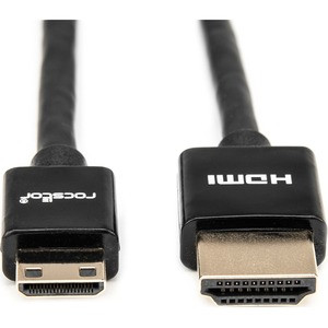 Rocstor Premium 3ft Slim High-Speed HDMI Cable with Ethernet - HDMI to HDMI Mini M/M - HDMI for Audio/Video Device HDMI M/M High Speed Flat Cable - 3 ft HDMI A/V Cable for Audio/Video Device, Network Device - First End: HDMI Type A Digital Audio/Vide