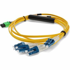 AddOn 2m MPO (Female) to 8xLC (Male) 8-Strand Yellow OS2 OFNR (Riser-Rated) Fiber Fanout Cable - 100% compatible and guaranteed to work