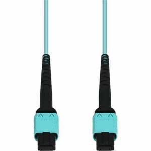 AddOn 15m MPO (Female) to MPO (Female) 12-Strand Aqua OM4 Crossover Fiber OFNR (Riser-Rated) Patch Cable - 100% compatible and guaranteed to work