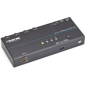 Black Box 4K HDMI Switch - 4 x 1 - 3840 × 2160 - 4K - 4 x 1 - Display, Blu-ray Disc Player - 1 x HDMI Out