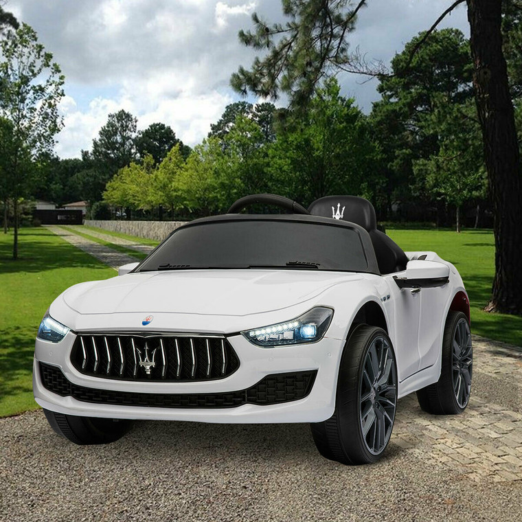 12V Maserati Ghibli Kids Ride On Cars Electric Car  w/MP3 Remote LED lights Music White