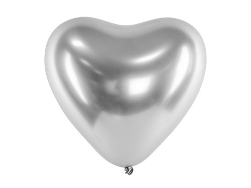 Balony Glossy 30cm, Serca, srebrny