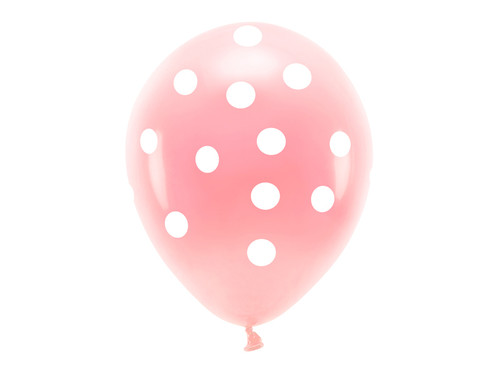 Balony Eco 33 cm pastelowe, Kropki, jasny różowy