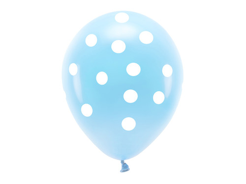 Balony Eco 33 cm pastelowe, Kropki, błękit