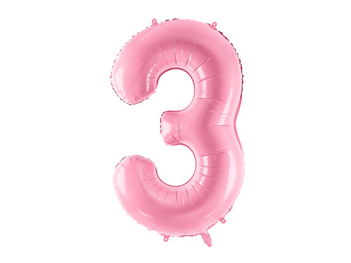 Balon foliowy Cyfra ''3'', 86cm, różowy