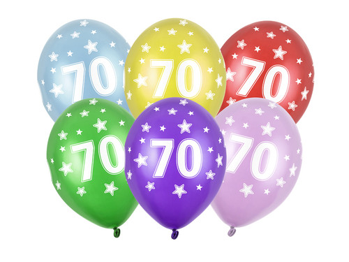Balony 30cm, 70th Birthday, Metallic Mix	