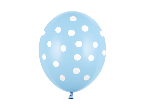 Balony 30cm, Kropki, Pastel Baby Blue	