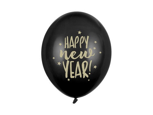 Balony 30cm, Happy New Year, Pastel Black			