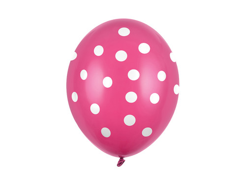 Balony 30cm, Kropki, Pastel Hot Pink	