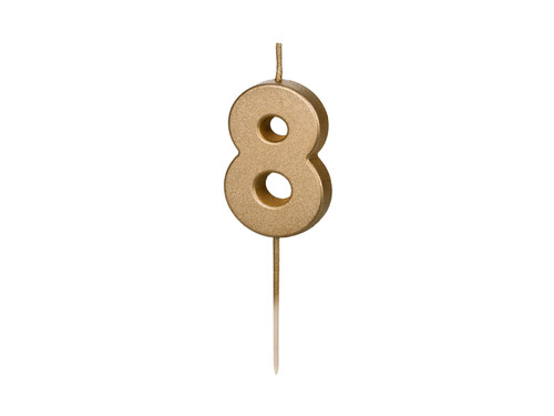 Świeczka urodzinowa Cyferka 8, 4.5 cm, złoty