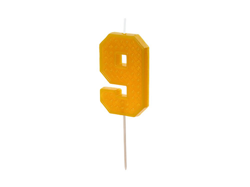 Świeczka urodzinowa Cyferka 9, 6 cm, żółty