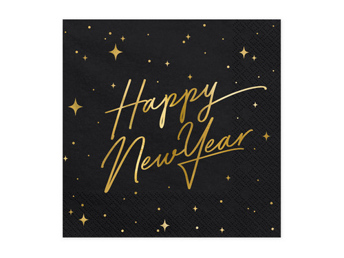 Serwetki Happy New Year, czarny, 33x33cm