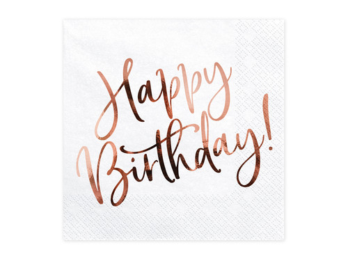 Serwetki Happy Birthday, biały, 33x33cm	