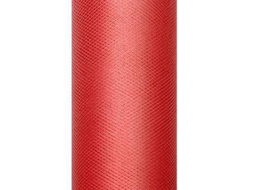Tiul gładki, czerwony, 0,3 x 9m