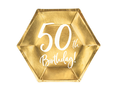 Talerzyki 50th Birthday, złoty, 20cm