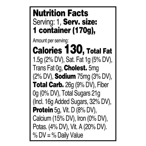 Great Value Original Vanilla Lowfat Yogurt, 6 oz, 4 Count