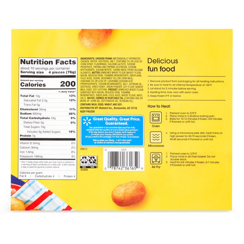 Great Value Frozen Appetizers Mini Corn Dogs, 26.8 oz, 40 Count (Frozen)