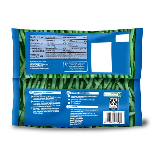 Great Value Steamable Fine Green Beans, Frozen, 12 oz