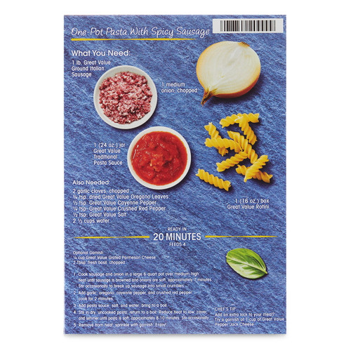 Great Value Rotini, 16 oz Box, (Shelf Stable)