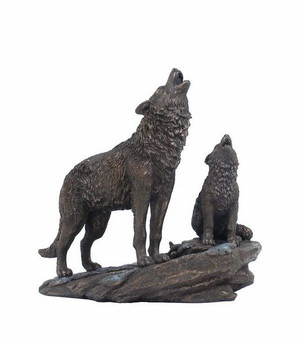 Wolf Parent with Cub Statue